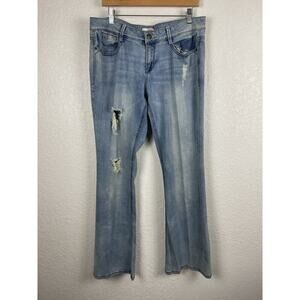 Vintage Bongo Womens Jeans Size 13 Lightwash Flare Leg Embroidered Boho 90's Y2K